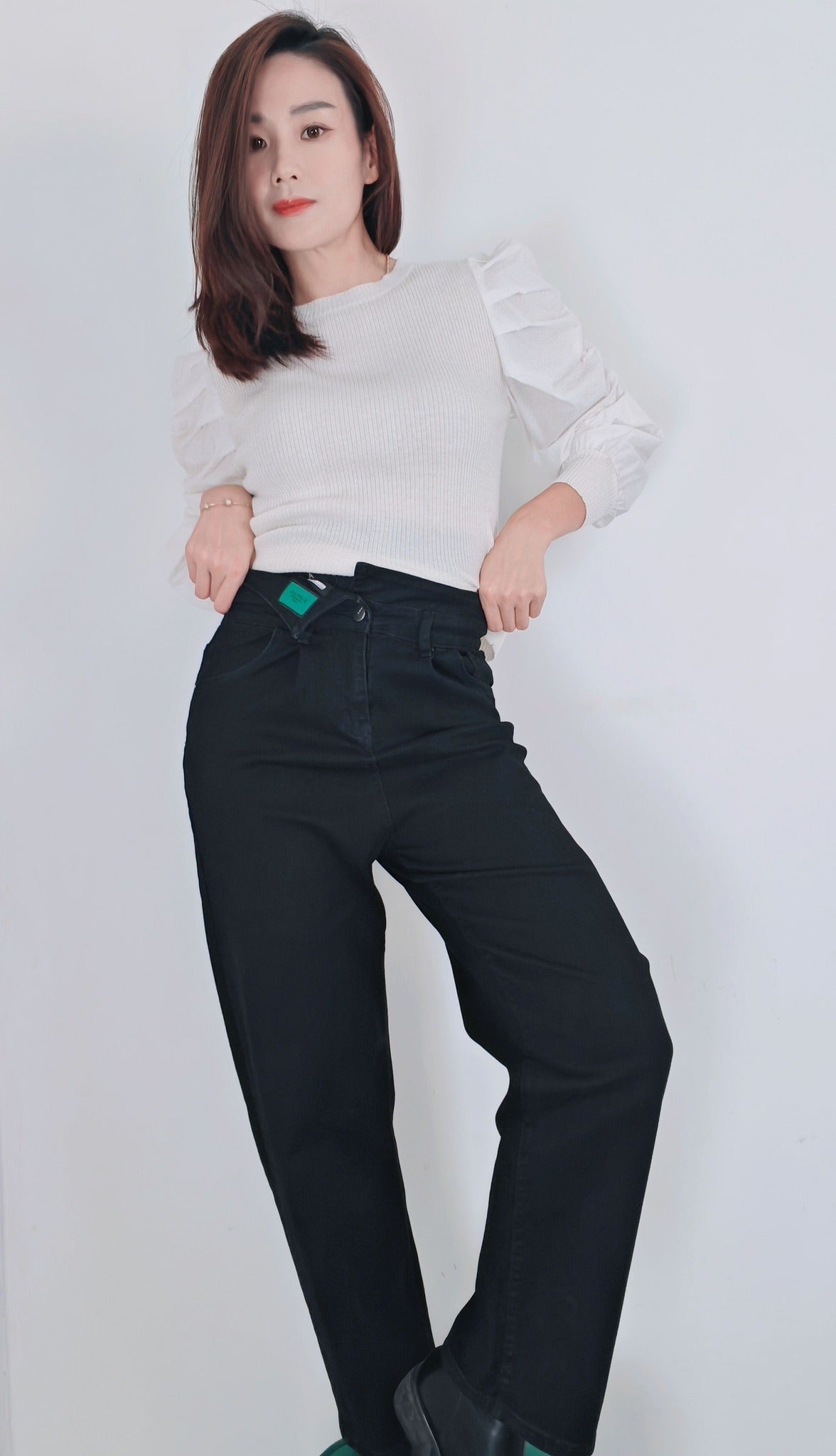 P4381 DENIM HIGH WAIST LONG JEAN