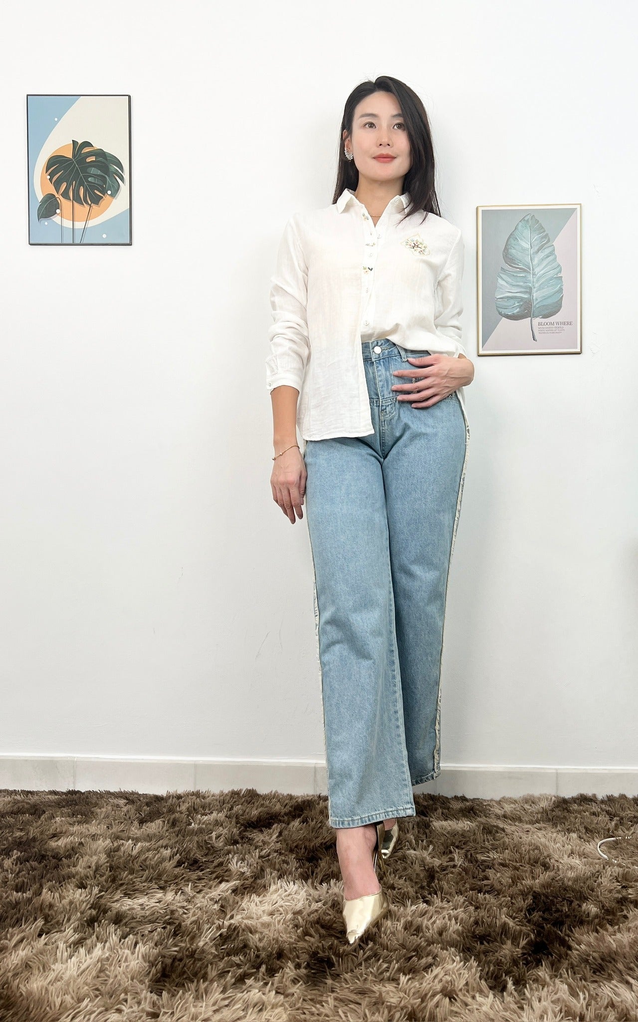 T6242 刺绣翻领衬衫 Long Sleeve Shirt
