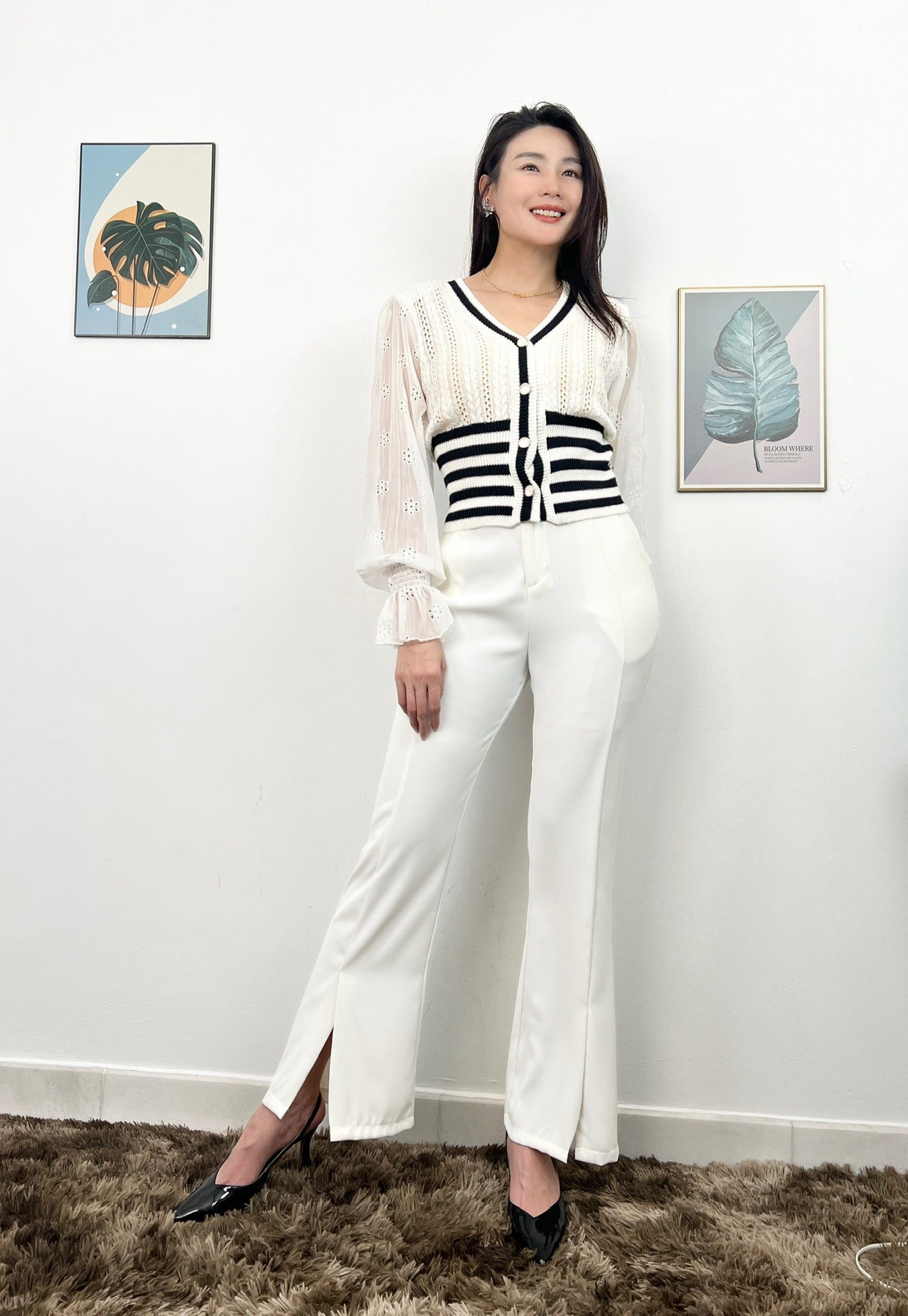 T6245 镂空刺绣 Long Sleeve Shirt