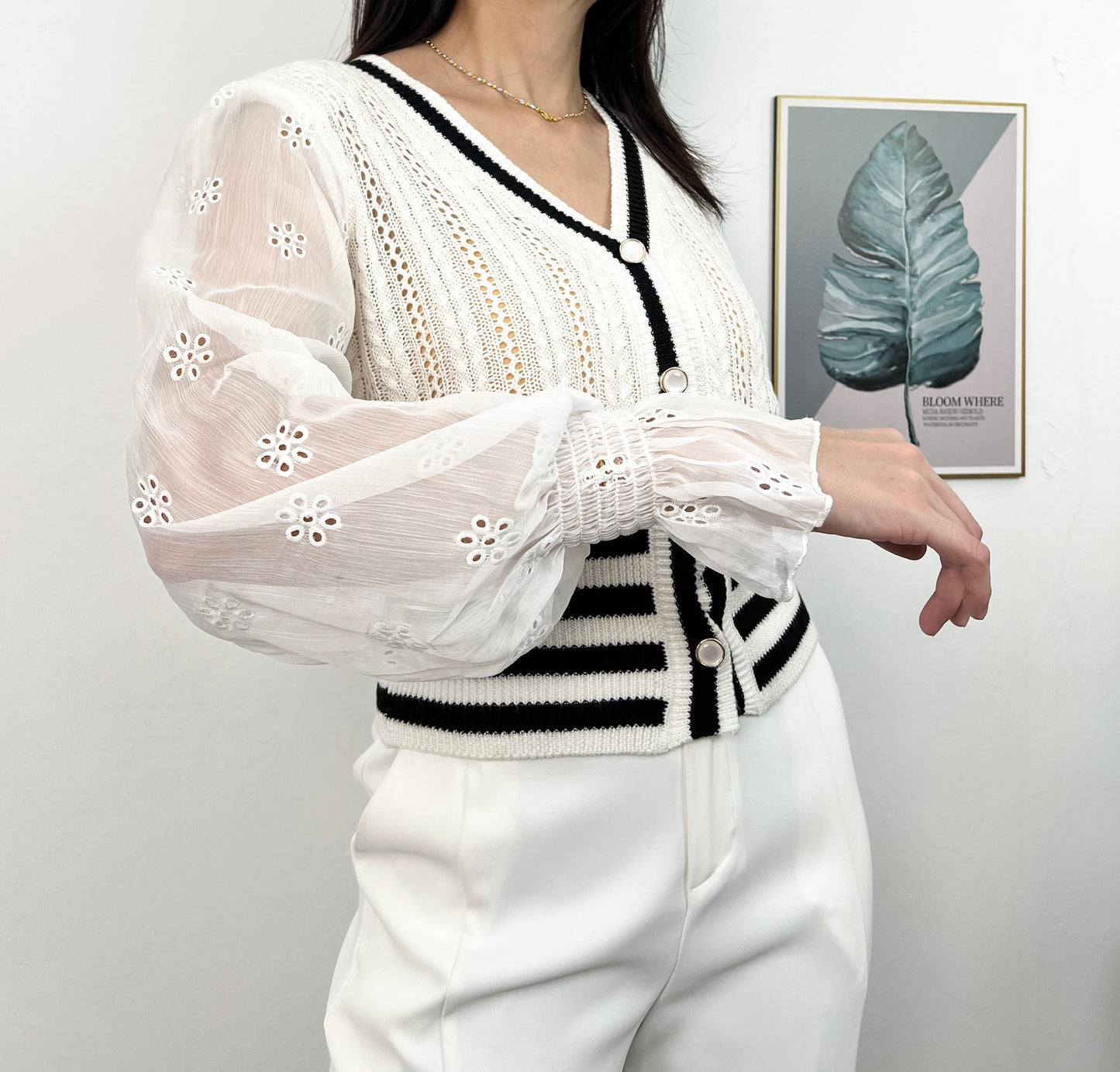 T6245 镂空刺绣 Long Sleeve Shirt