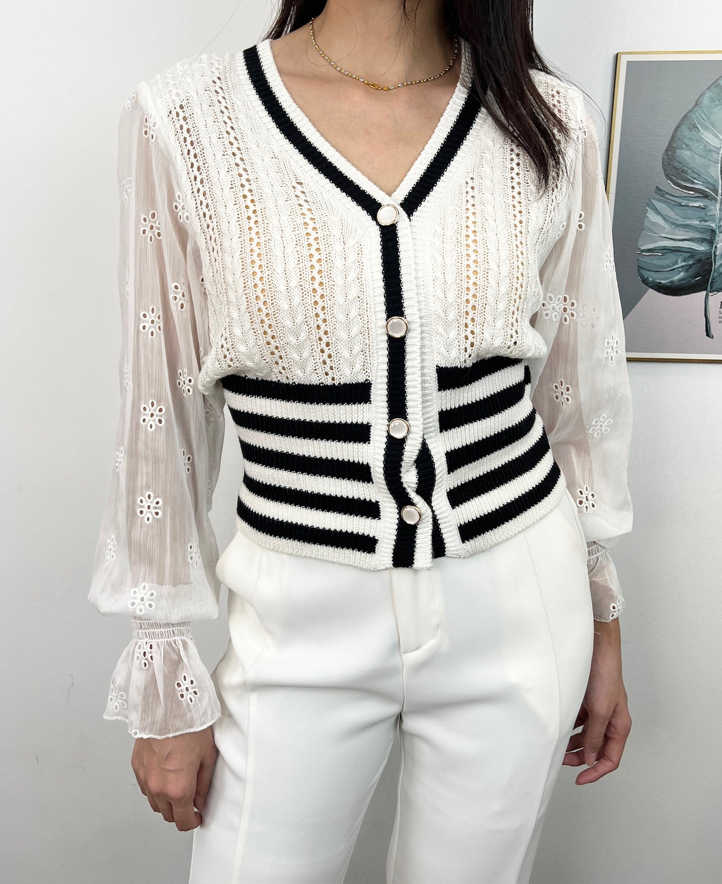 T6245 镂空刺绣 Long Sleeve Shirt