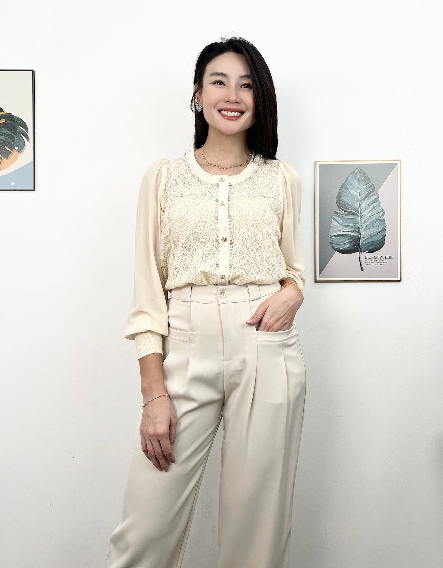 T6252 Premium 重工亮钻针织 Long Sleeve Shirt