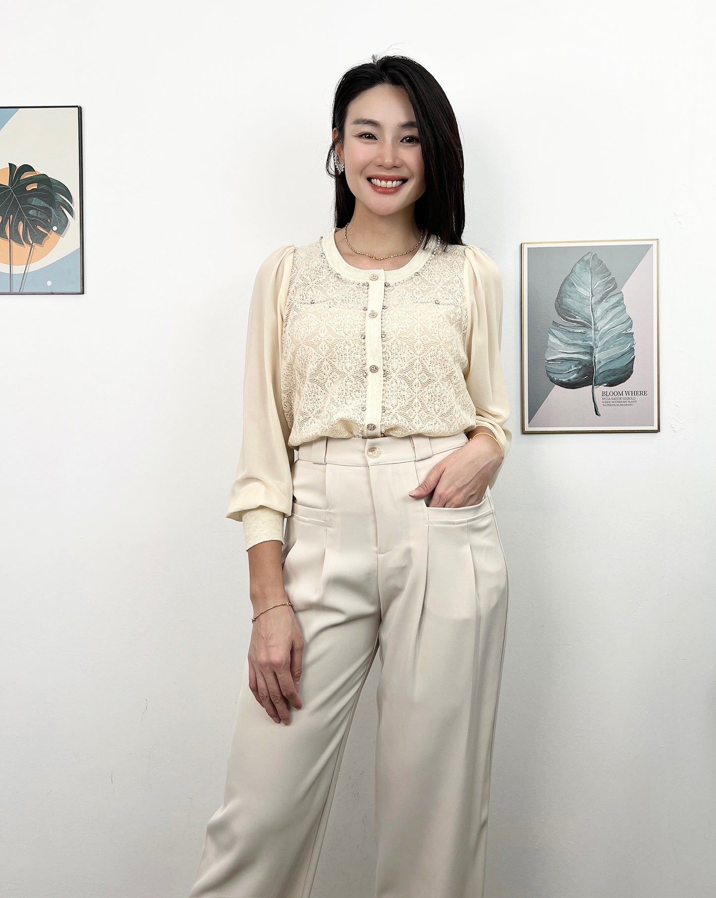 T6252 Premium 重工亮钻针织 Long Sleeve Shirt