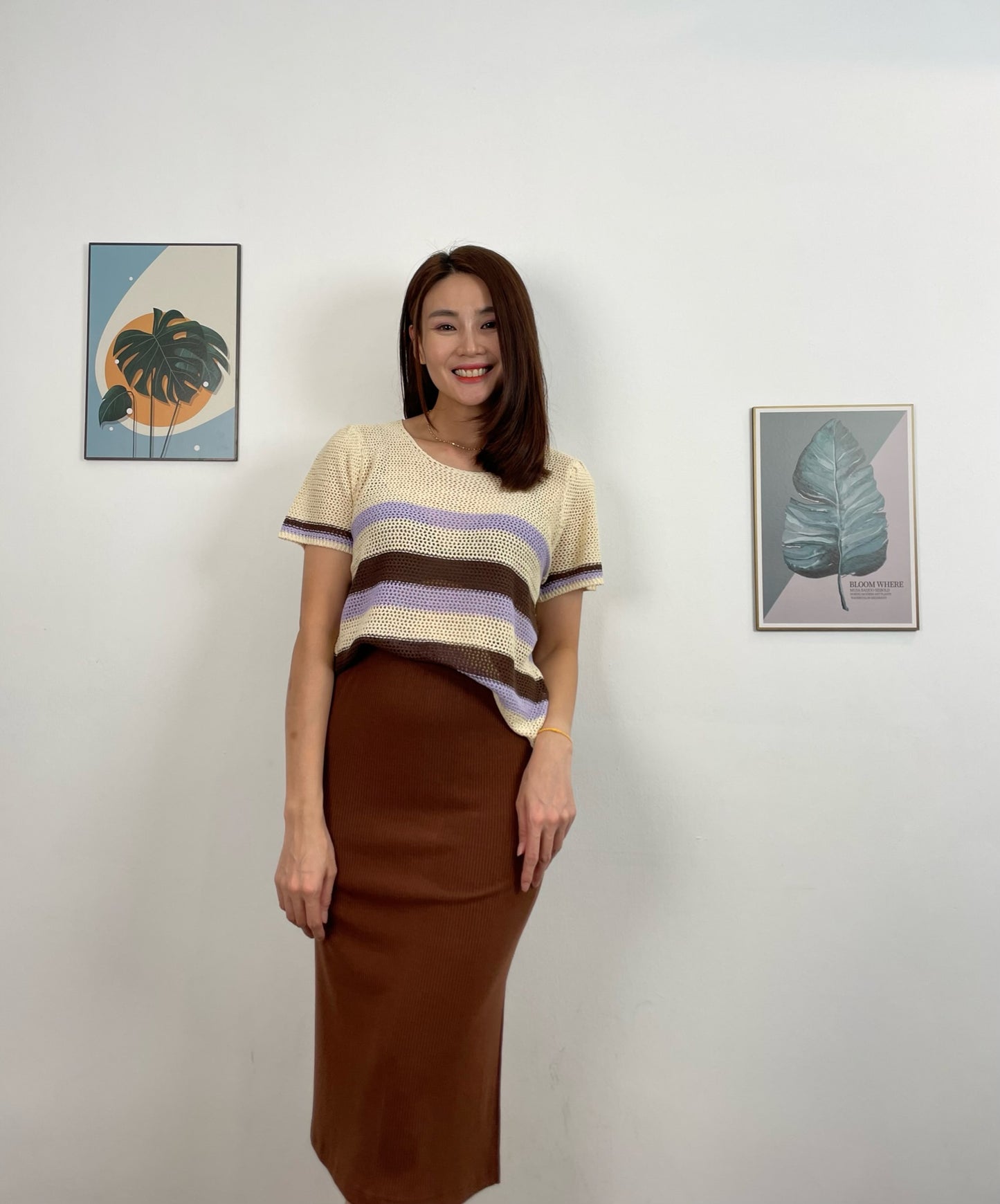 S5984 Slit Knitted Skirt