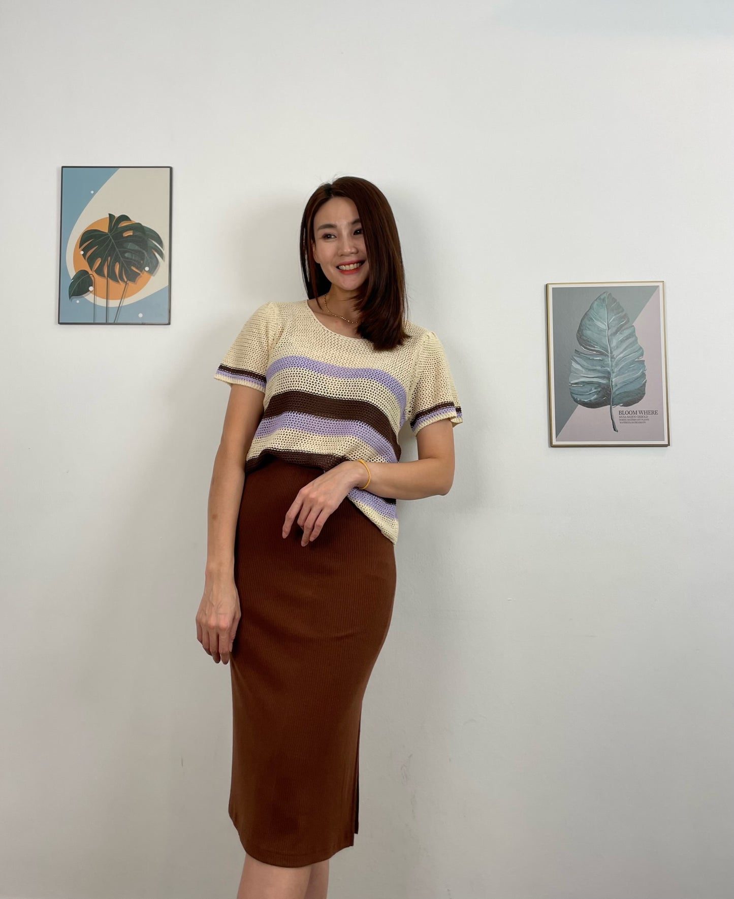S5984 Slit Knitted Skirt
