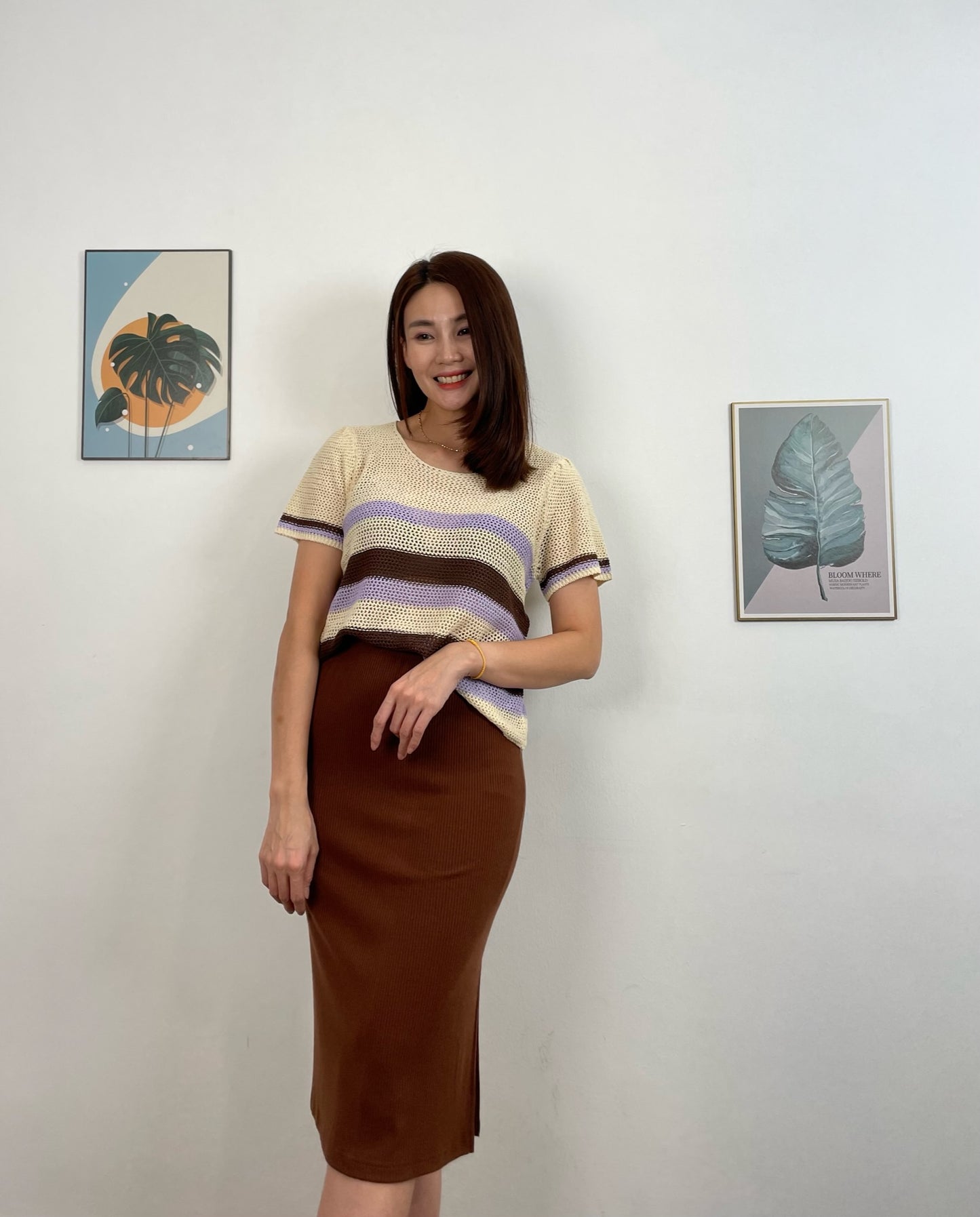 S5984 Slit Knitted Skirt