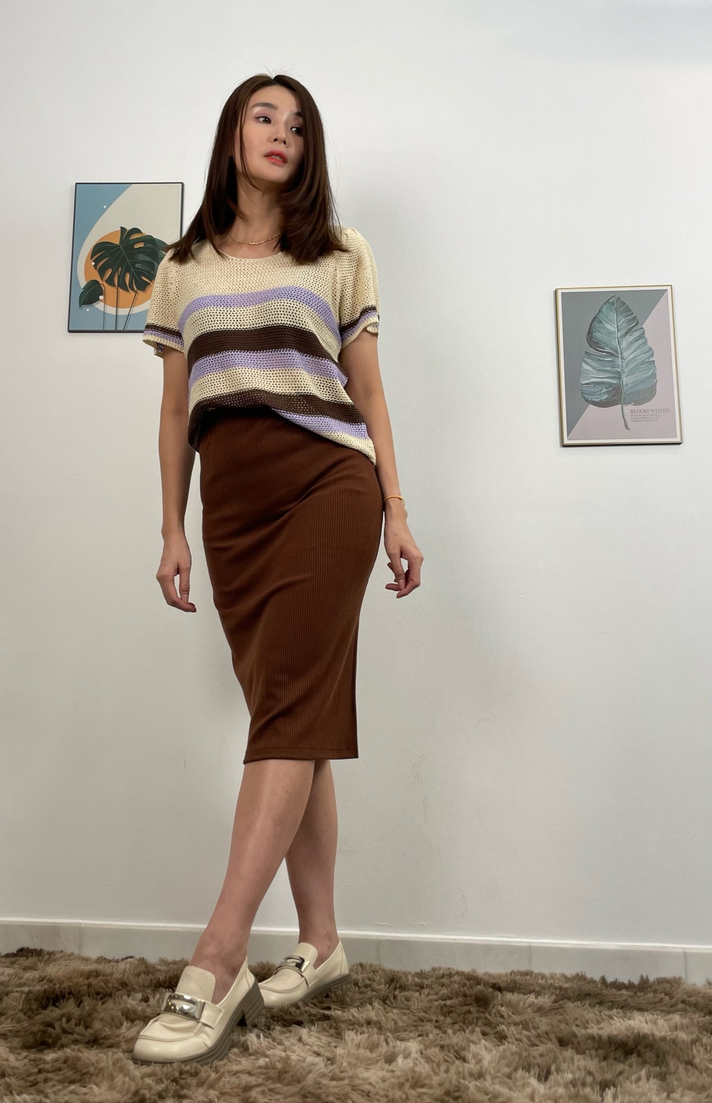 S5984 Slit Knitted Skirt