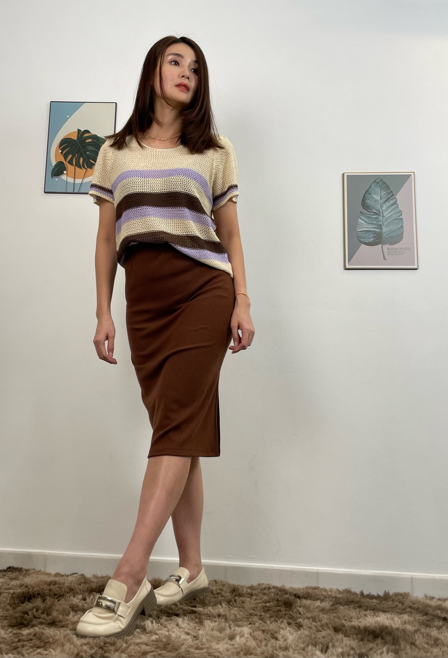 S5984 Slit Knitted Skirt