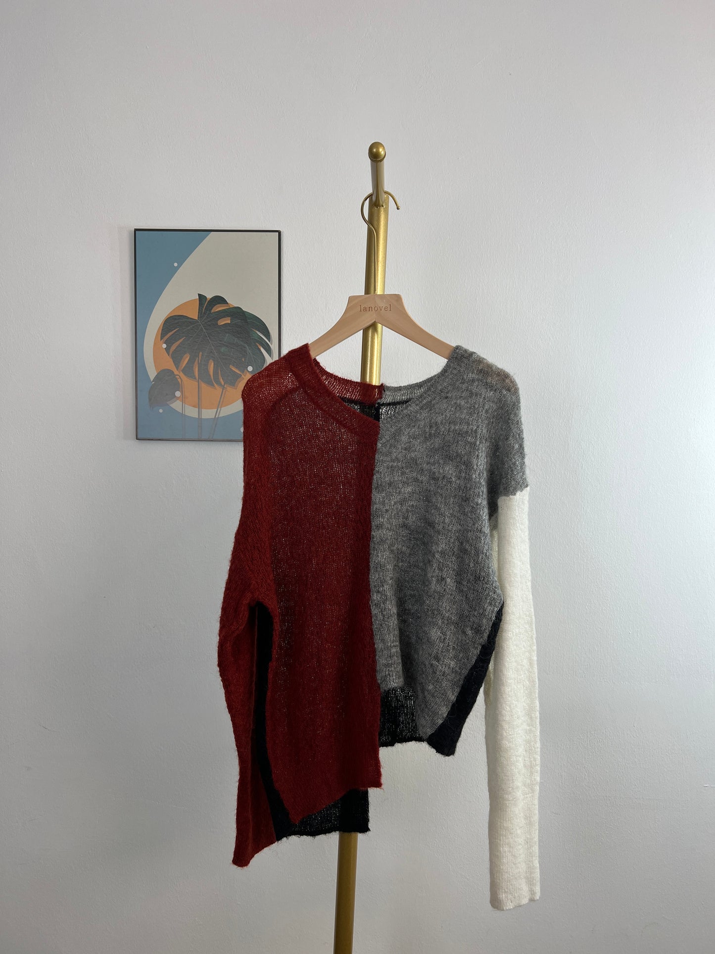 T6076 马海澳毛拼接色 Long Sleeve Shirt
