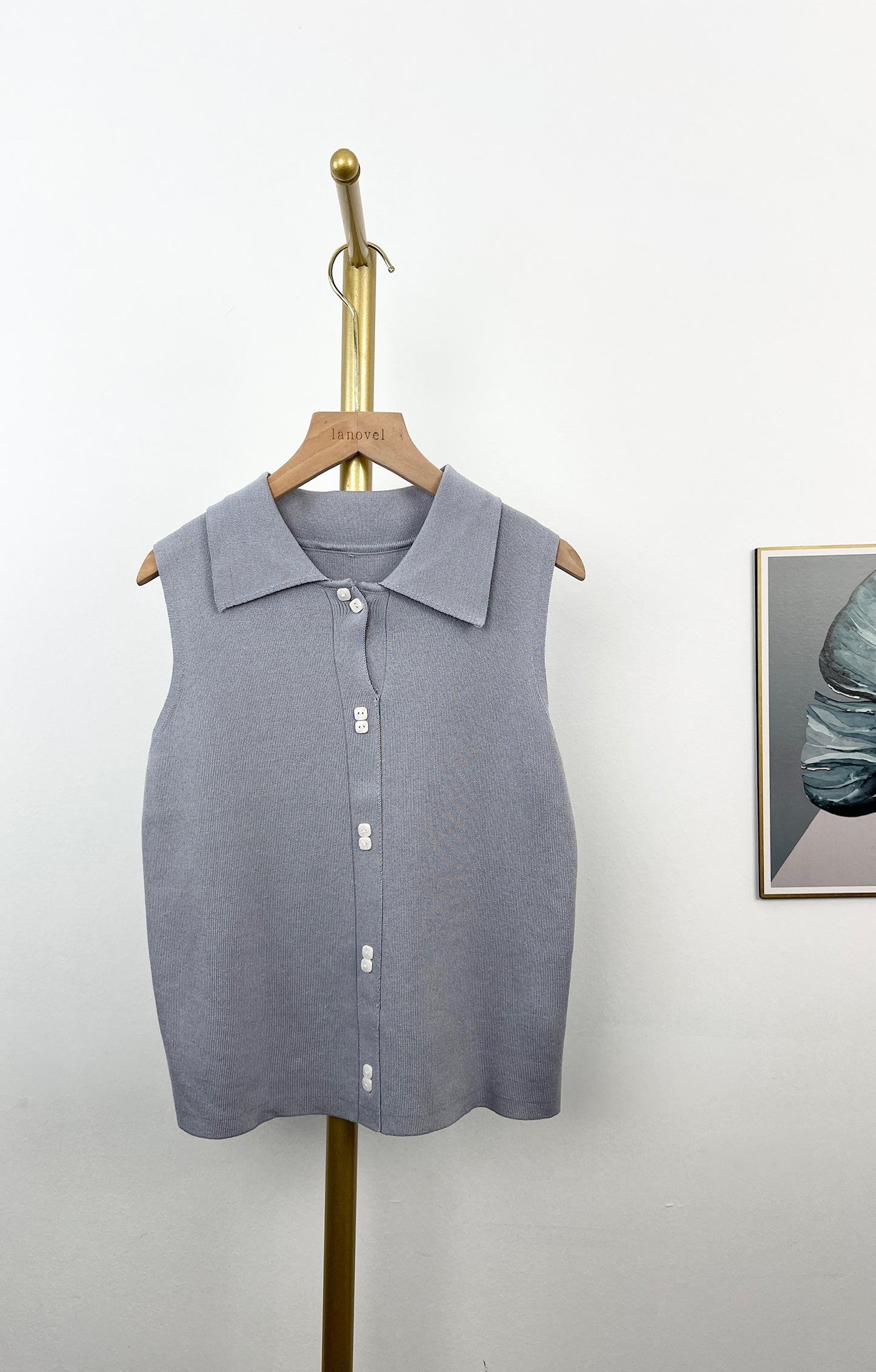 T6271 Premium 翻领无袖衫 Short Sleeve Shirt