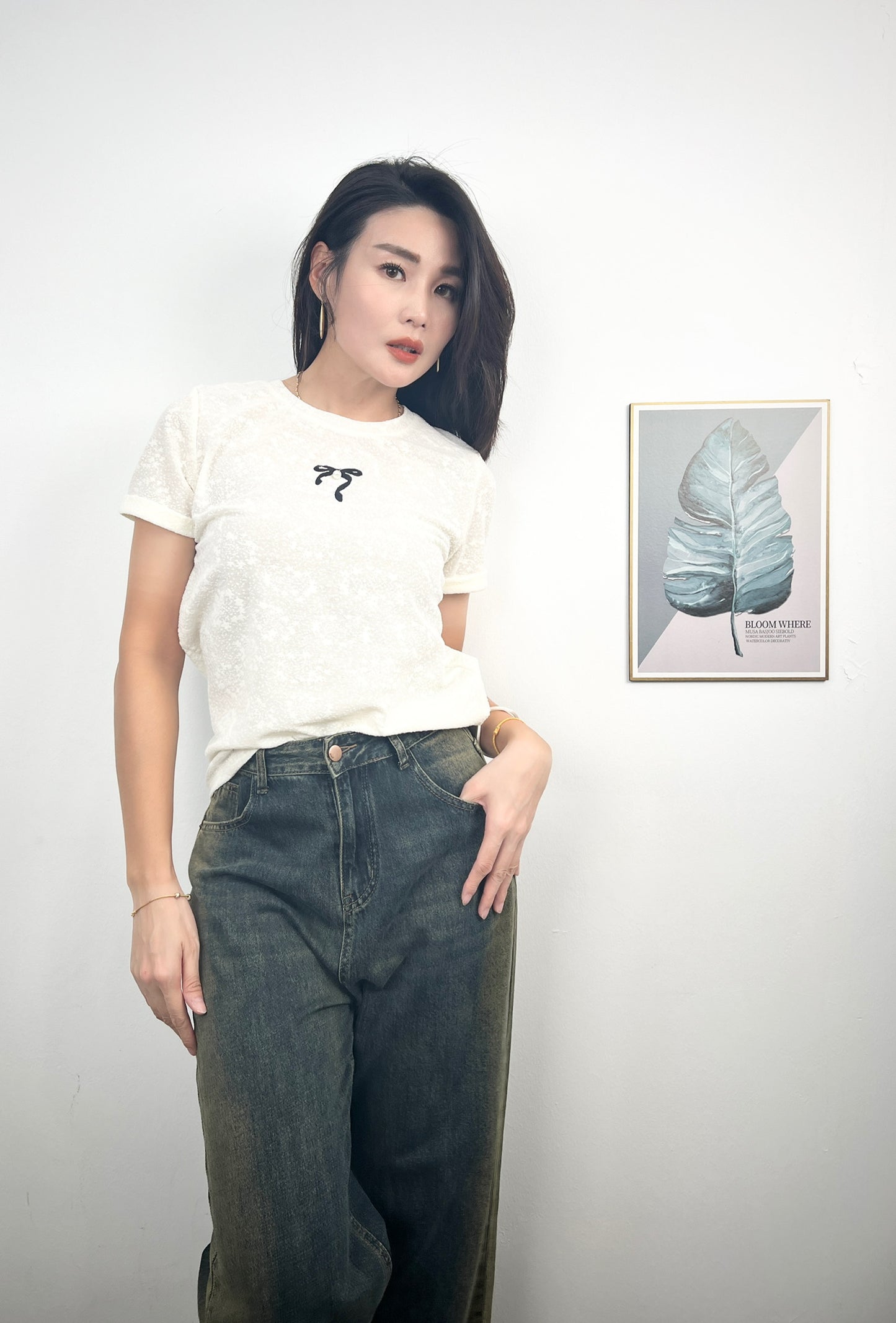 T6275 Premium 蝴蝶结 Short Sleeve Shirt
