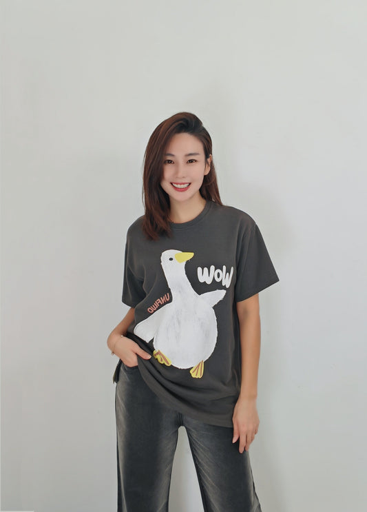 T3606-Duck Graphic T Shirt（Grey）PREMIUM