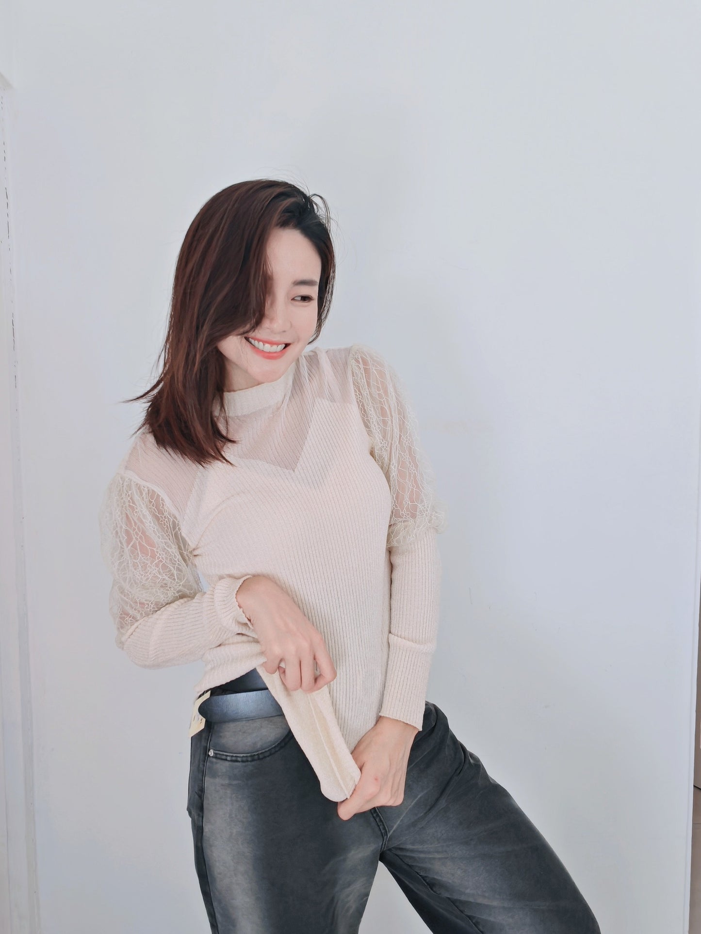 T5362 设计款拼接 Long Sleeve Shirt