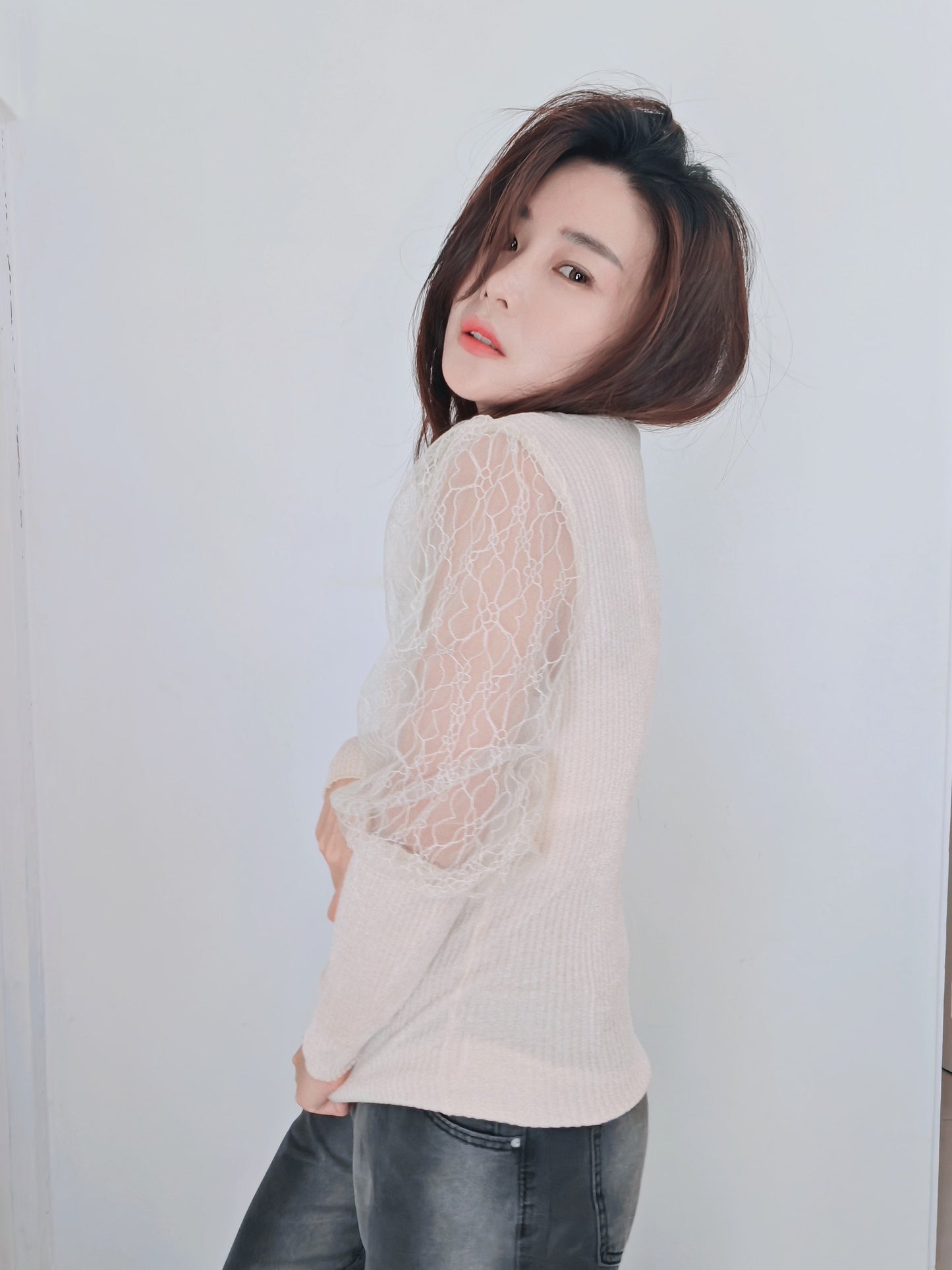 T5362 设计款拼接 Long Sleeve Shirt