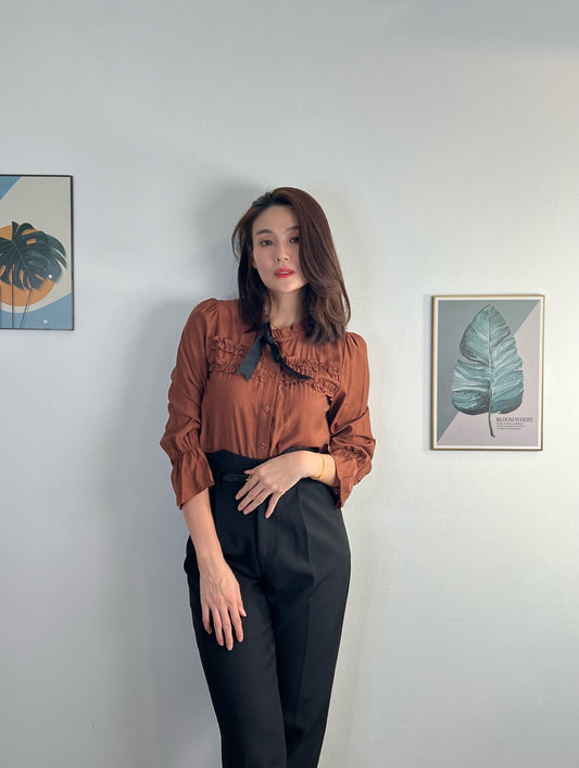 T5602 木耳边立領衬衫 Long Sleeve Shirt