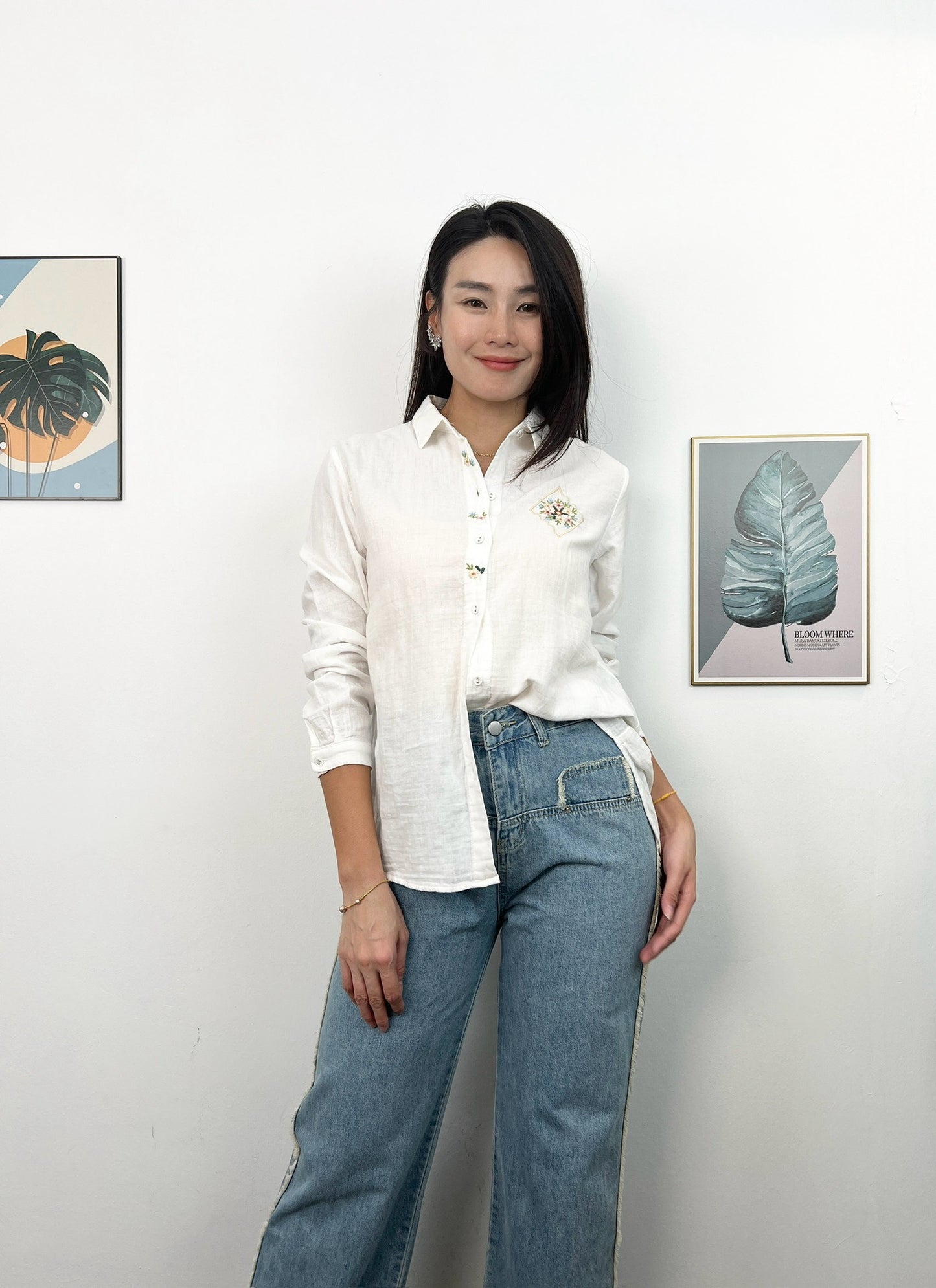 T6242 刺绣翻领衬衫 Long Sleeve Shirt