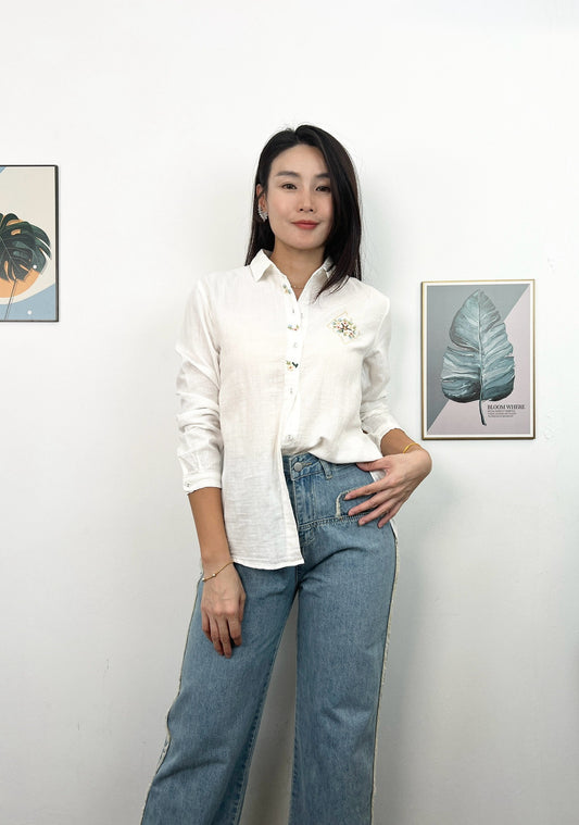 T6242 刺绣翻领衬衫 Long Sleeve Shirt