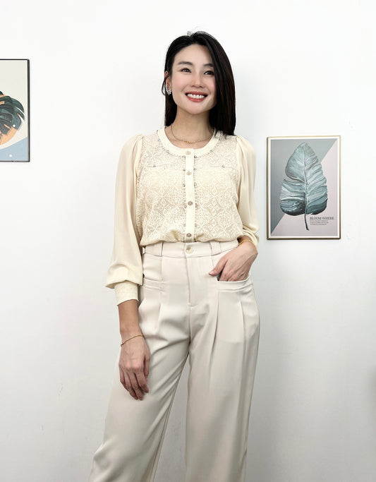 T6252 Premium 重工亮钻针织 Long Sleeve Shirt