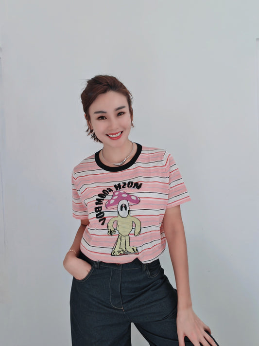T6753 Short Sleeve Top - Pink