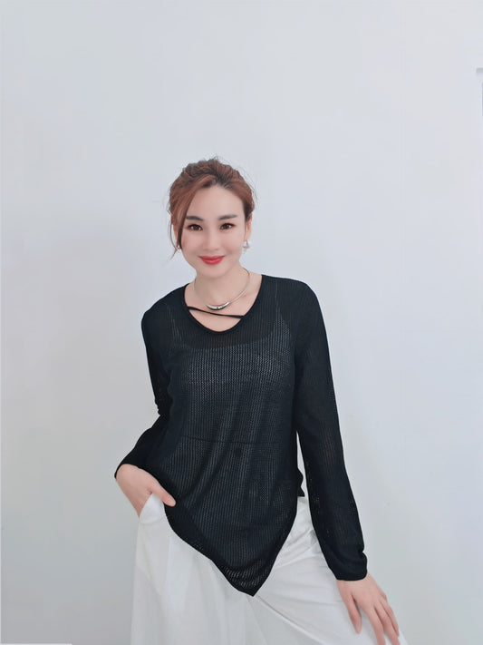 T6767 镂空 Long Sleeve Top