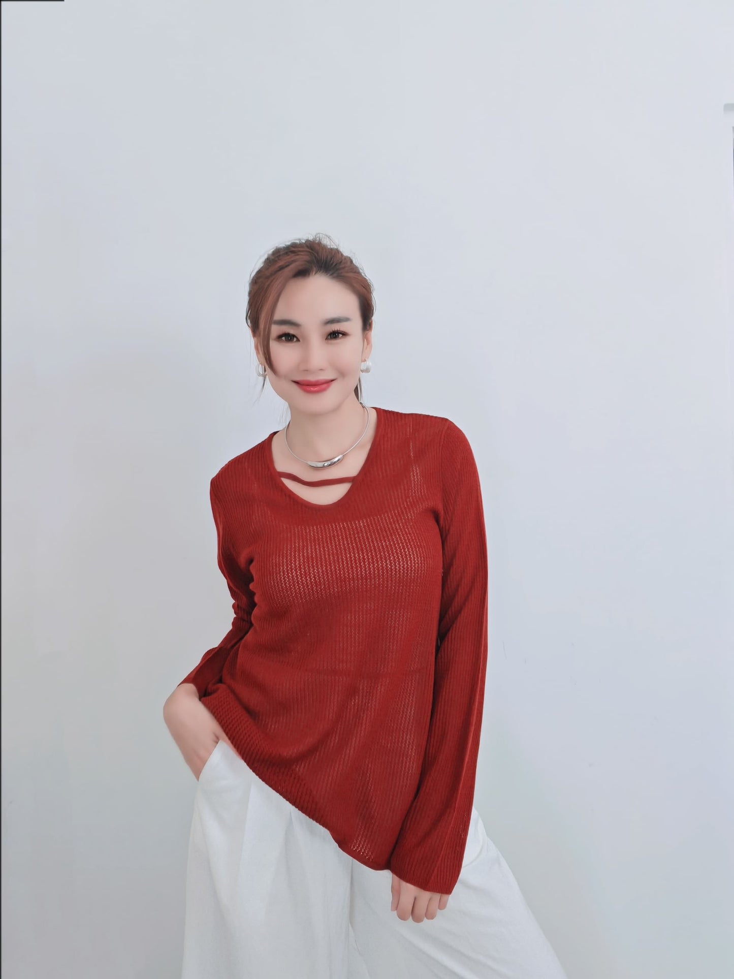 T6767 镂空 Long Sleeve Top