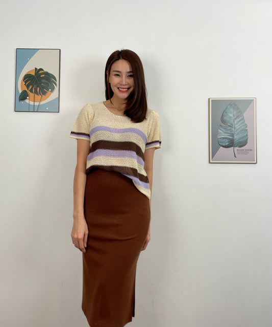 S5984 Slit Knitted Skirt